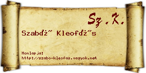 Szabó Kleofás névjegykártya